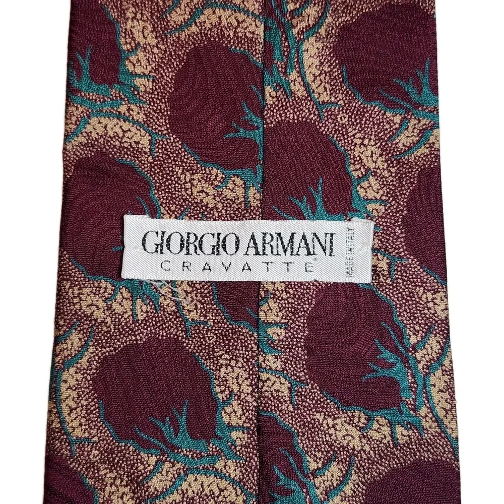 Vintage Giorgio Armani Cravatte Silk Tie Italy Abstract Eggplant Vegetable